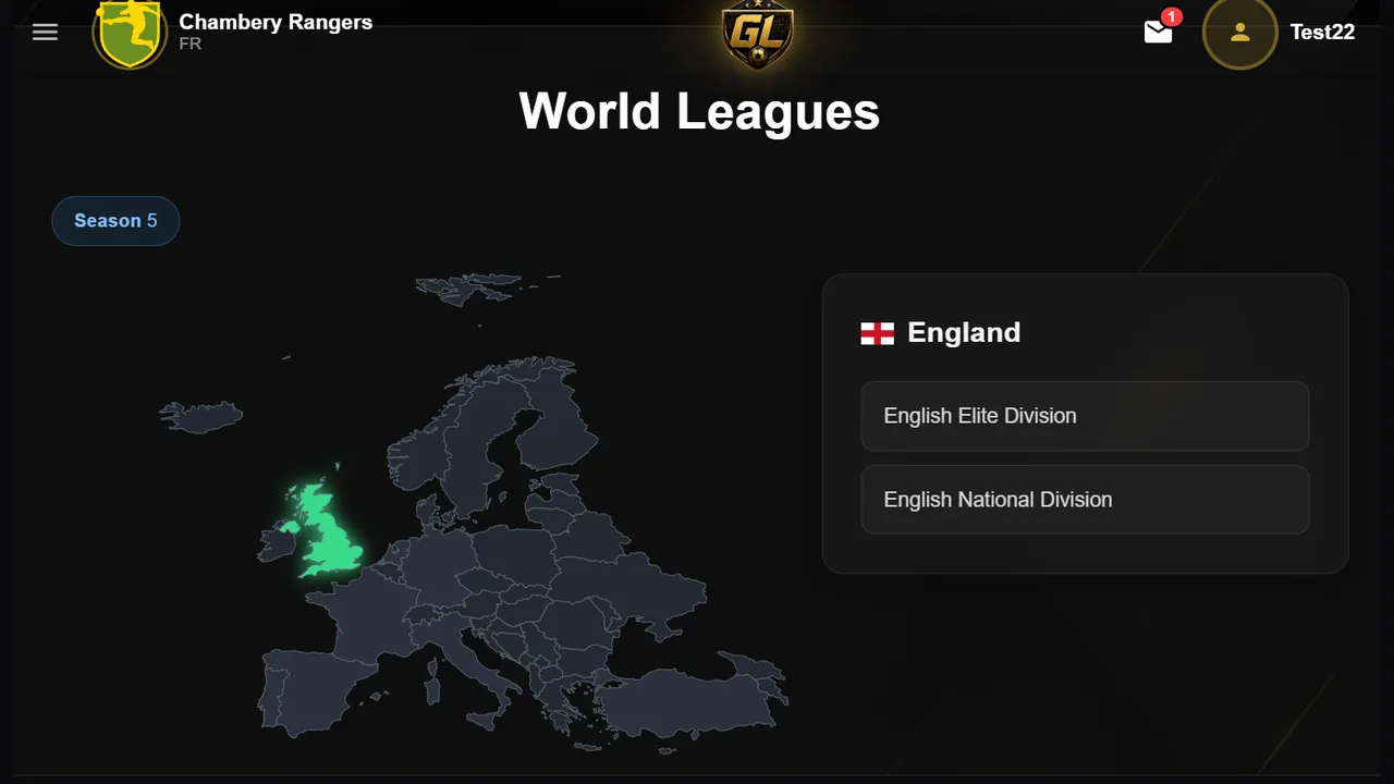 Goal Legends world map of leagues